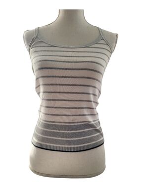 United Colors Of Benetton Striped Scoop Neck Tank Top - Gray & Cream